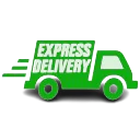 Green express delivery truck icon symbolizing fast SARMs shipping – Affordable, tracked delivery across Canada