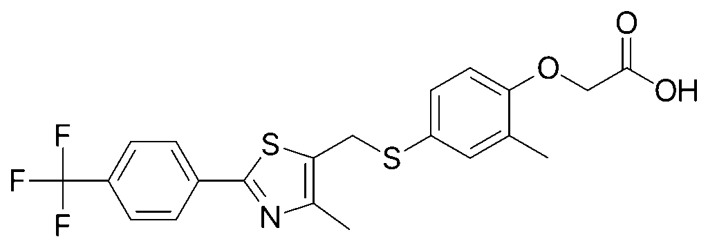 Chemical diagram of Cardarine (GW-501516) – PPARδ agonist investigated for fat metabolism and endurance