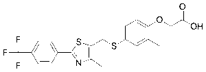 Chemical diagram of Cardarine (GW-501516) – PPARδ agonist investigated for fat metabolism and endurance