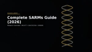Complete SARMs Guide (2026) hero image with DNA helix — Research Library
