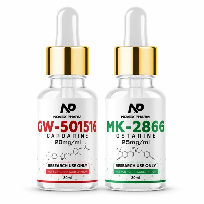 Novex Pharm MK-2866 and GW-501516 research stack, two 30 mL bottles