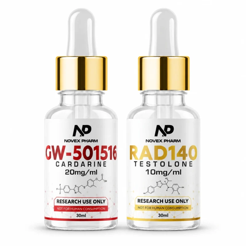 Novex Pharm RAD-140 and GW-501516 research stack, two 30 mL bottles