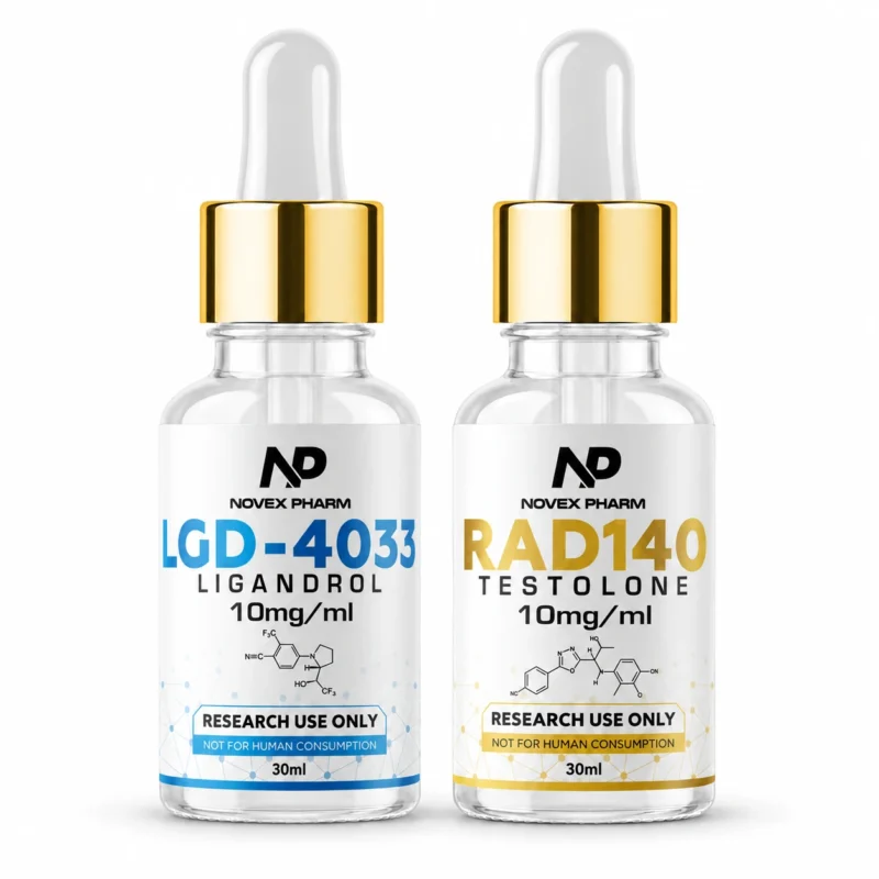 Novex Pharm RAD-140 and LGD-4033 research stack, two 30 mL bottles